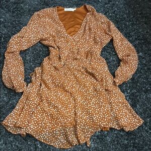 All in Favor Brown Tan Wrap Sundress